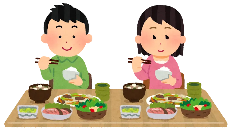 Zwei Personen essen gemeinsam.